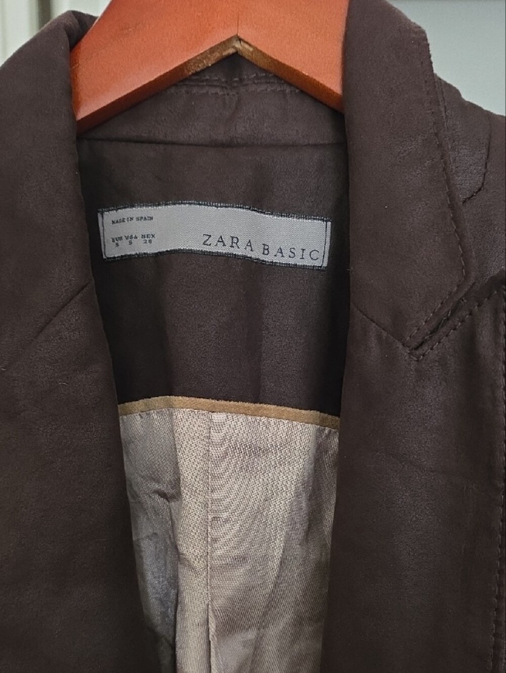 Zara Basic Brown Suede-Look Blazer - Picture 2 of 7